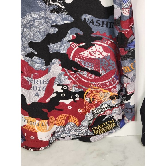 Switch Remarkable Golden Eagle Currency Short Sleeve Shirt Adult L Black Red - Picture 3 of 9